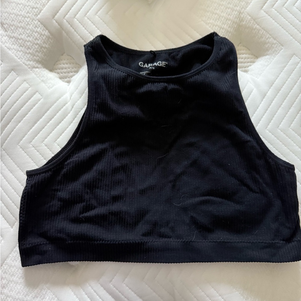 Garage Black Ribbed Crop Top